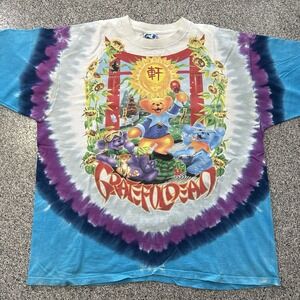 Vintage Grateful Dead Shirt 90s Liquid Blue Tie Dye 1997 China Rider Town